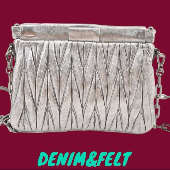 🩶MIU MIU Metallic Matelasse Silver Leather Chain Crossbody Bag/Purse | PRELOVED - Picture 2 of 16